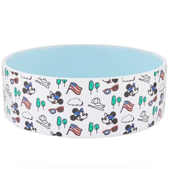 Disney Mickey Mouse Americana Non-Skid Ceramic Dog & Cat Bowl 💥 Host Pic… - Picture 1 of 4
